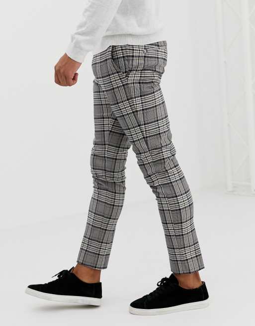 River Island super skinny fit smart trousers in navy and grey check | ASOS
