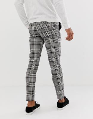 skinny grey check trousers