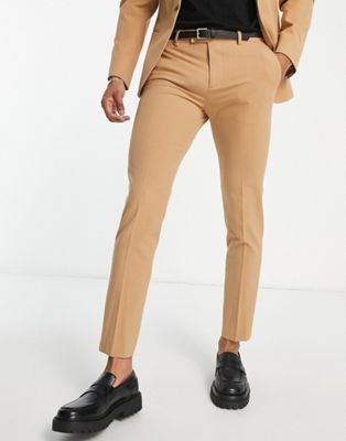 River Island super skinny suit trousers in light brown