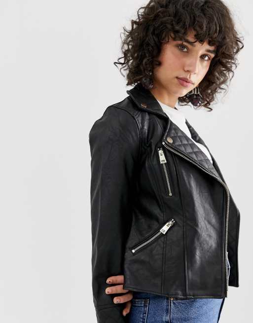 River Island – Svart bikerjacka i läderimitation, 3 av 4