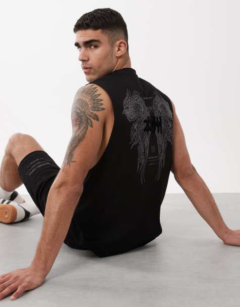 River Island – Svart set med linne och shorts med japanskt tryck - view 1