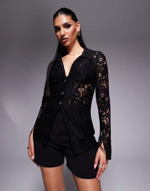 River Island – Svart skjorta i spets, del av set