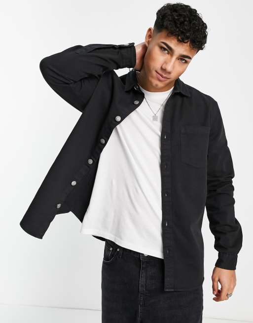 River Island – Svart skjorta i twill