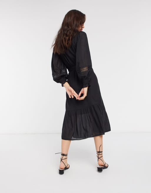 River Island – Svart skjortklänning med puffärm, 2 av 4
