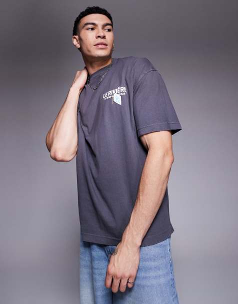 River Island – Svart t-shirt i oversize med Le Riviere - view 1