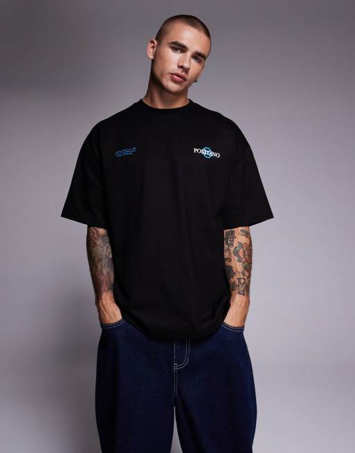 River Island – Svart t-shirt i oversize med Positano- och citrontryck baktill, 4 av 5