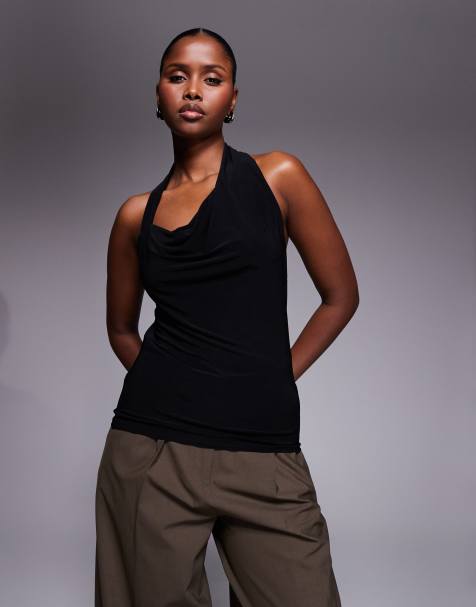 River Island – Svart topp med halterneck - view 1
