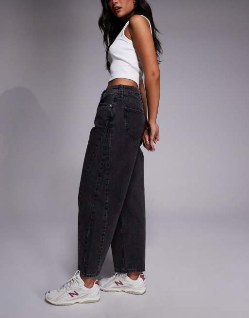 River Island – Svarta jeans med barrelben och dekorativa sömmar, 2 av 5