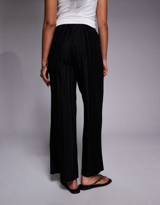 River Island – Svarta plisserade byxor med vida ben, 3 av 5