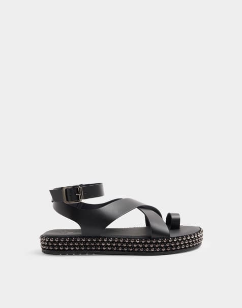 River Island – Svarta sandaler med spännen och nitar - view 1