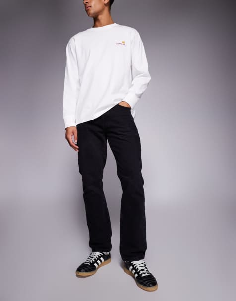 River Island – Svarta straight jeans med tvättad finish - view 1