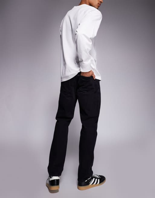 River Island – Svarta straight jeans med tvättad finish, 3 av 5
