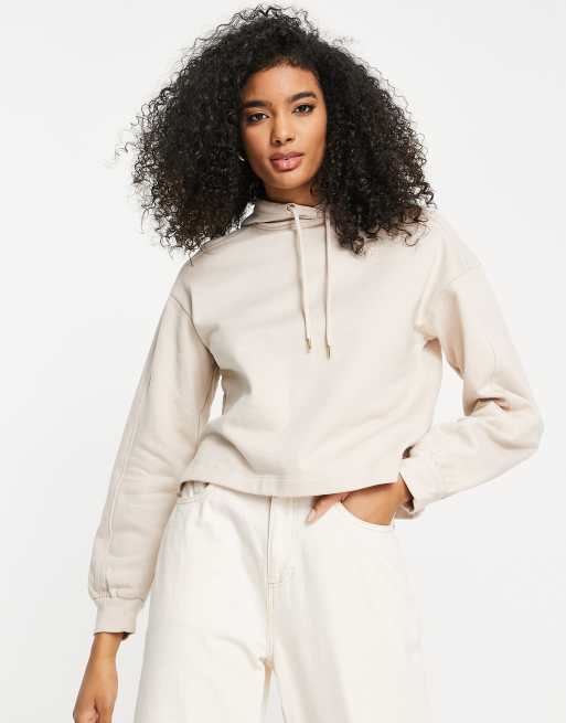 River Island - Sweat à capuche d'ensemble à coutures apparentes - Crème