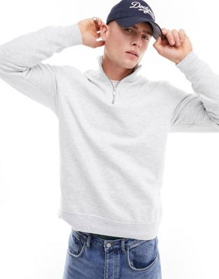River Island funnel neck half zip sweatshirt in grey - ASOS Price Checker