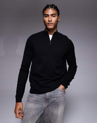 River Island - Sweat élégant à col zippé - Noir