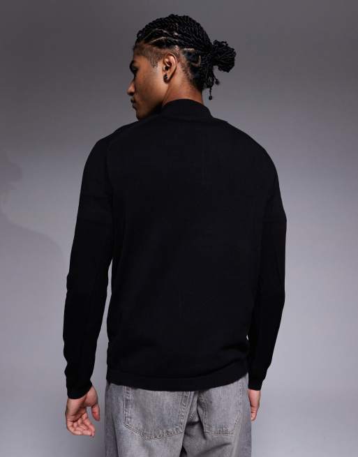 River Island - Sweat élégant à col zippé - Noir , 3 de 5