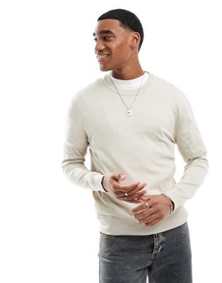 River Island crew neck sweatshirt in light stone - ASOS Price Checker