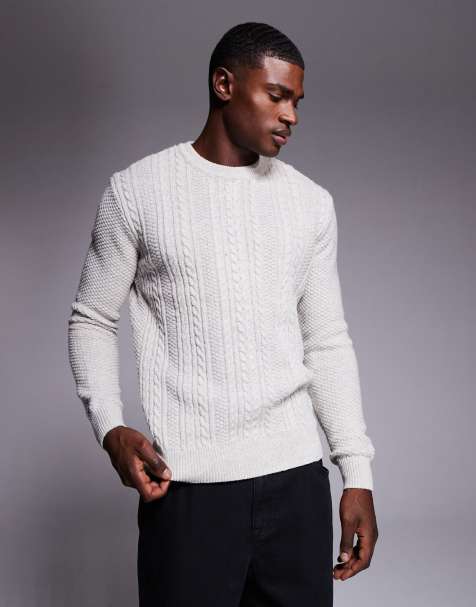 River Island – Sweter w kolorze ecru o splocie warkoczowym - view 1