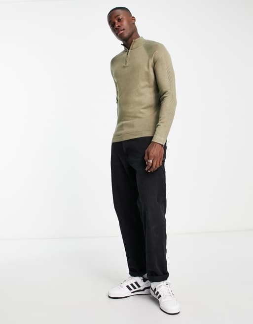 River Island – Sweter w kolorze khaki z zamkiem pod szyją, 4 z 4