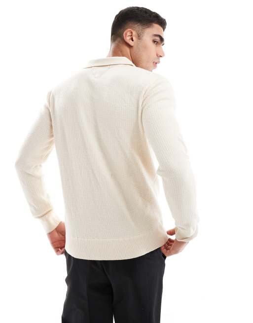 River Island – Sweter z otwartym kołnierzykiem w kolorze ecru, 4 z 4