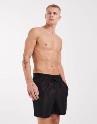 River Island swim shorts with double waistband in black black 9290₽