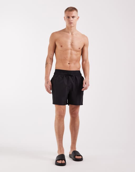 River Island swim shorts with double waistband in black, 2 of 5