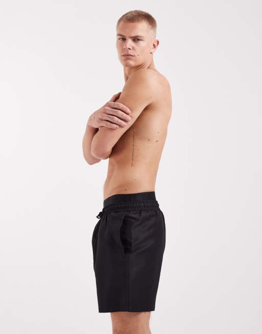 River Island swim shorts with double waistband in black, 3 of 5