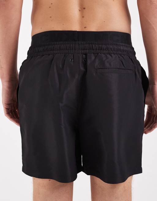 River Island swim shorts with double waistband in black, 5 of 5