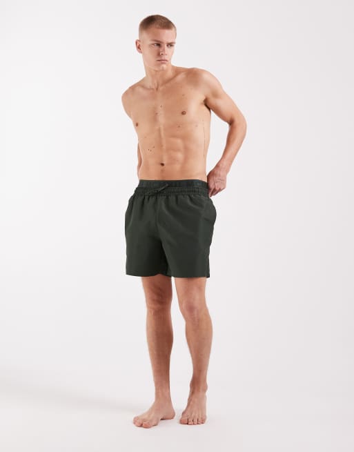 River Island swim shorts with double waistband in dark green, 3 of 5