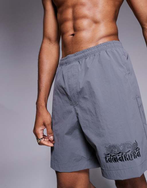 River Island swim shorts with dragon print in grey, 3 of 4
