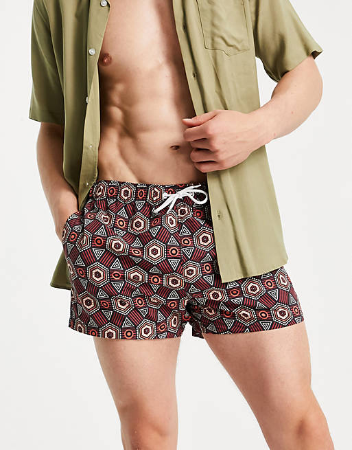River Island swim shorts with print in red