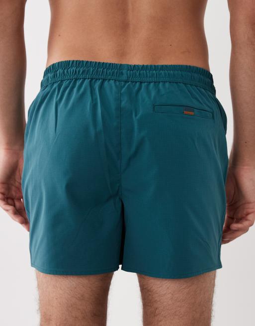 River Island swim shorts with zip detail in dark green, 5 of 5
