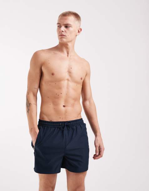 River Island swim shorts with zip detail in navy