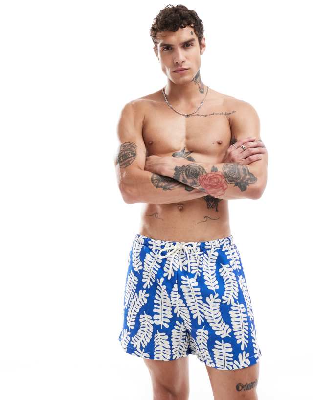 River Island - swim trunks in abstract leaf print