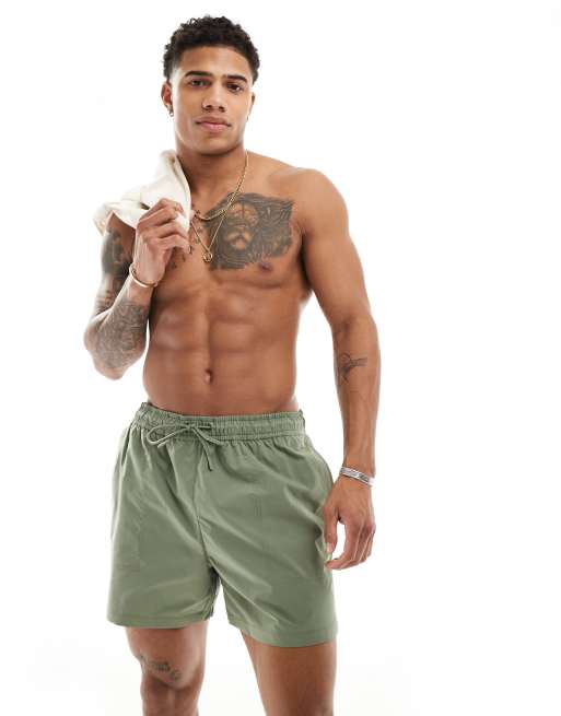 River Island swim trunks in khaki, 2 of 4