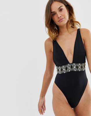 river island black swimming costume