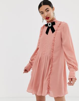 river island pink swing dress