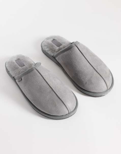 River Island – Szare kapcie wyściełane polarem - view 1
