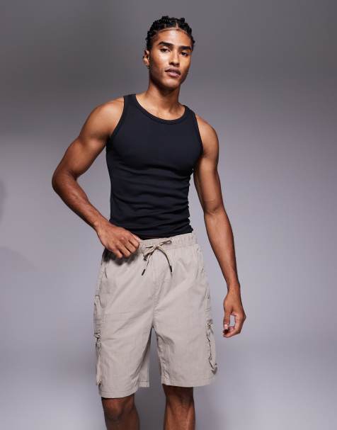 River Island cargo shorts in light stone
