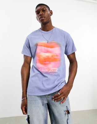 River Island washed sunset t-shirt in light blue - ASOS Price Checker