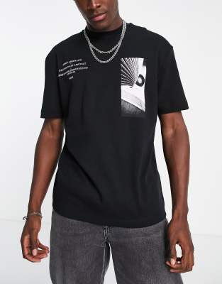 T-shirt Femme River Island Noir - Imprimé Guitare Graphique - Taille 10 Neuf Sans étiquette