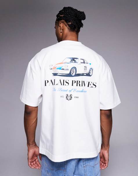 River Island - T-shirt à imprimé voiture Palais Privés - Blanc - view 1