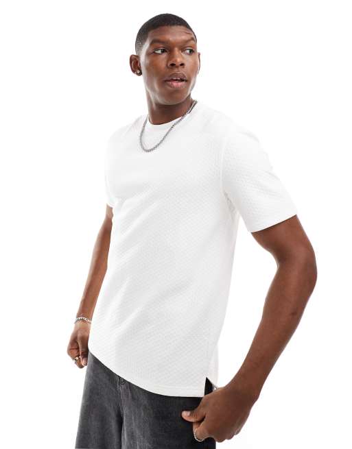 River Island T shirt a maniche corte bianca trapuntata ASOS