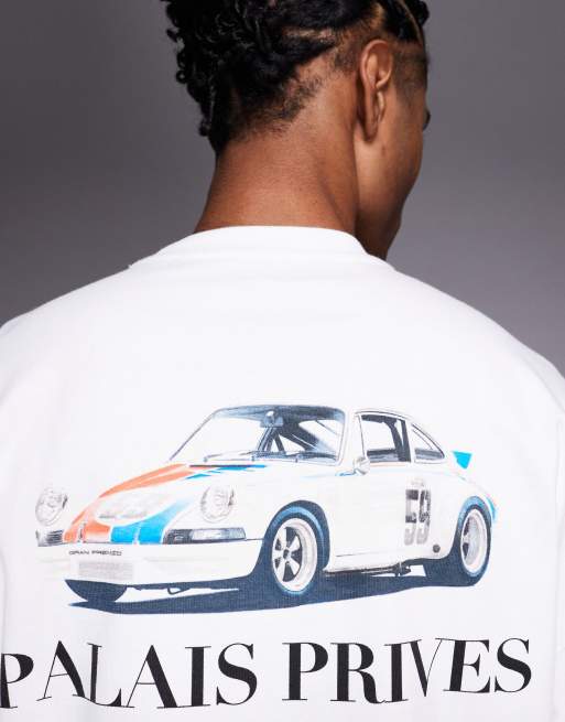 River Island - T-shirt bianca con stampa "Palais Prives" con automobile, 5 di 5
