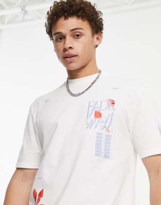 T-shirt bianca con stampa sbiadita sul retro-Bianco - River Island T-shirt donna  - immagine2