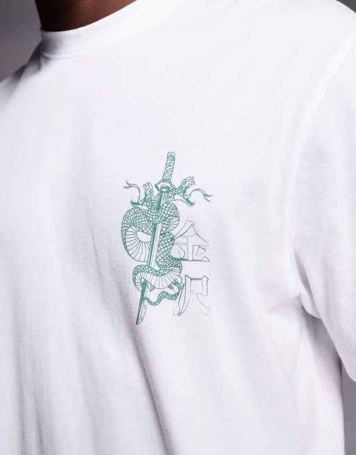 River Island - T-shirt bianca vestibilità classica con stampa serpente, 5 di 5