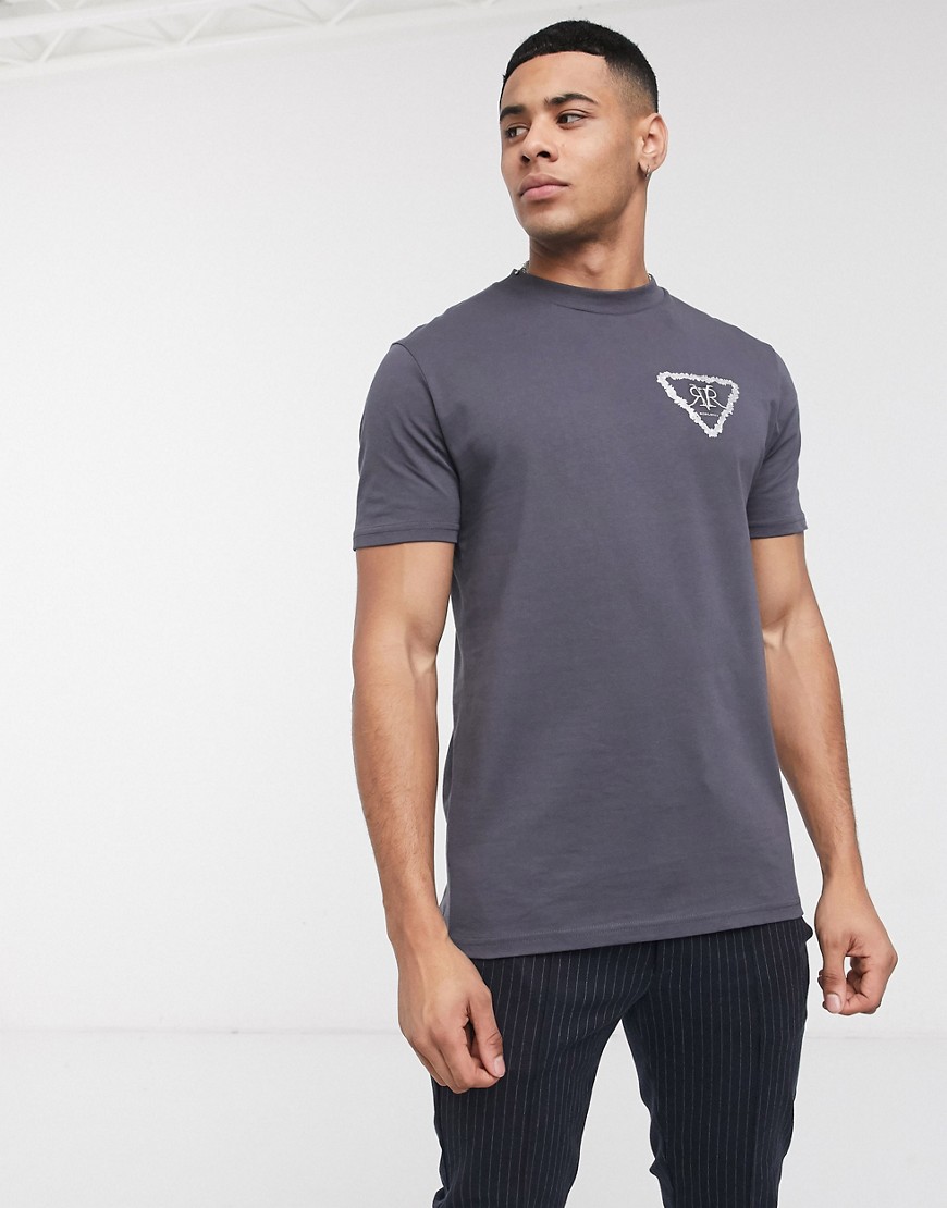 River Island - T-shirt con logo stampato sul retro nera-Nero