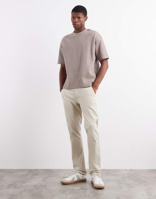 River Island - T-shirt côtelé standard - Taupe foncé, 2 de 5