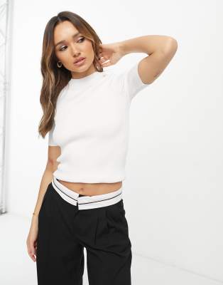 River Island - T-shirt côtelé - Gris chiné | ASOS