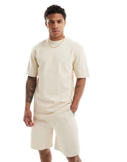River Island - T-shirt gaufré d'ensemble - Taupe clair